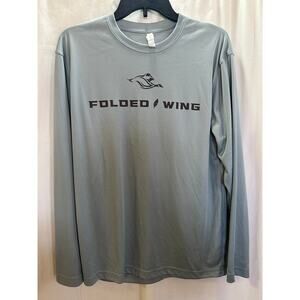 Men’s Folded Wing Performance Long Sleeve Shirt | Blue-Gray | Size Small